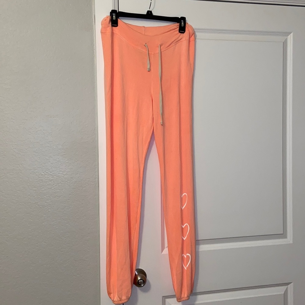 Anthropologie Sundry Neon Orange Heart Jogger